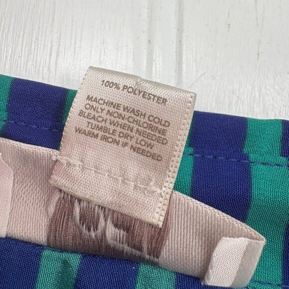 Loft Women's Small Blue & Green Striped Long Sleeve Shirt Blouse Career - Picture 5 of 5